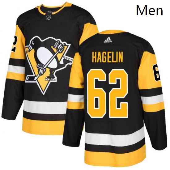 Mens Adidas Pittsburgh Penguins 62 Carl Hagelin Premier Black Home NHL Jersey